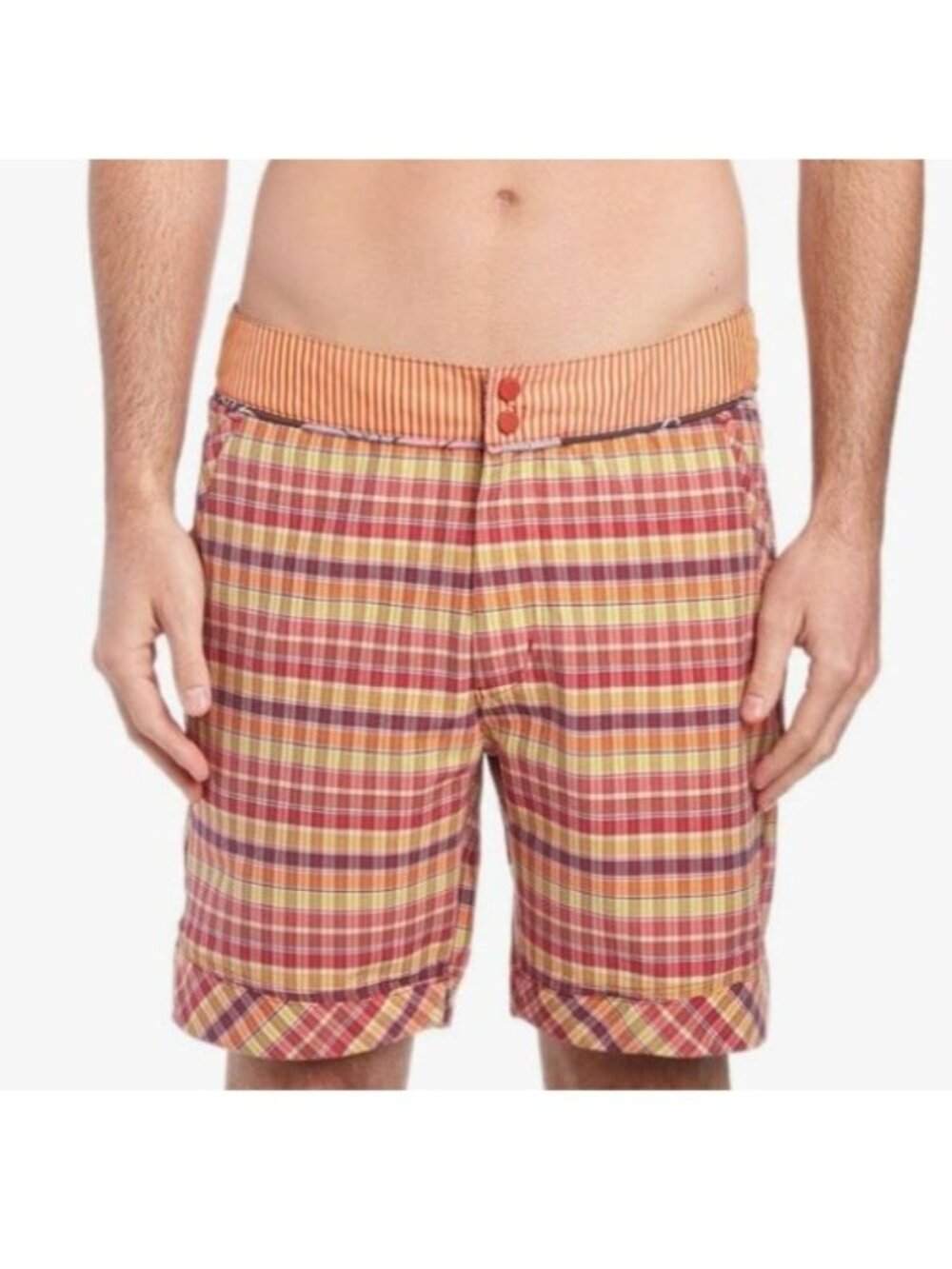 NWT Robert Graham Classic Fit Tonga Check Swim Trunks Board Shorts 38